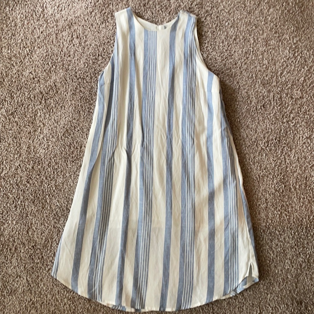 Harper blue and white striped midi dress